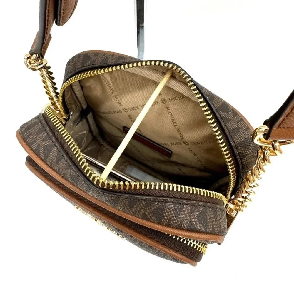 Michael Kors Medium NS Chain Xbody Bag Brown/Gold - Picture 8 of 10